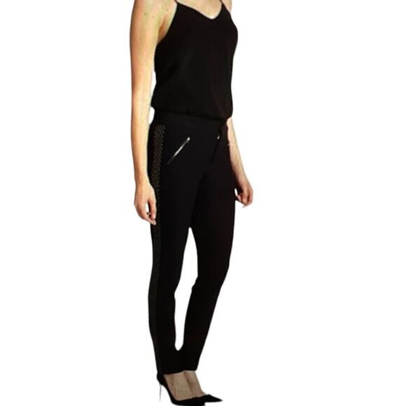 REBECCA TAYLOR Women’s Cropped Ava Techy Stud Pant Black Size 2 - Picture 2 of 15